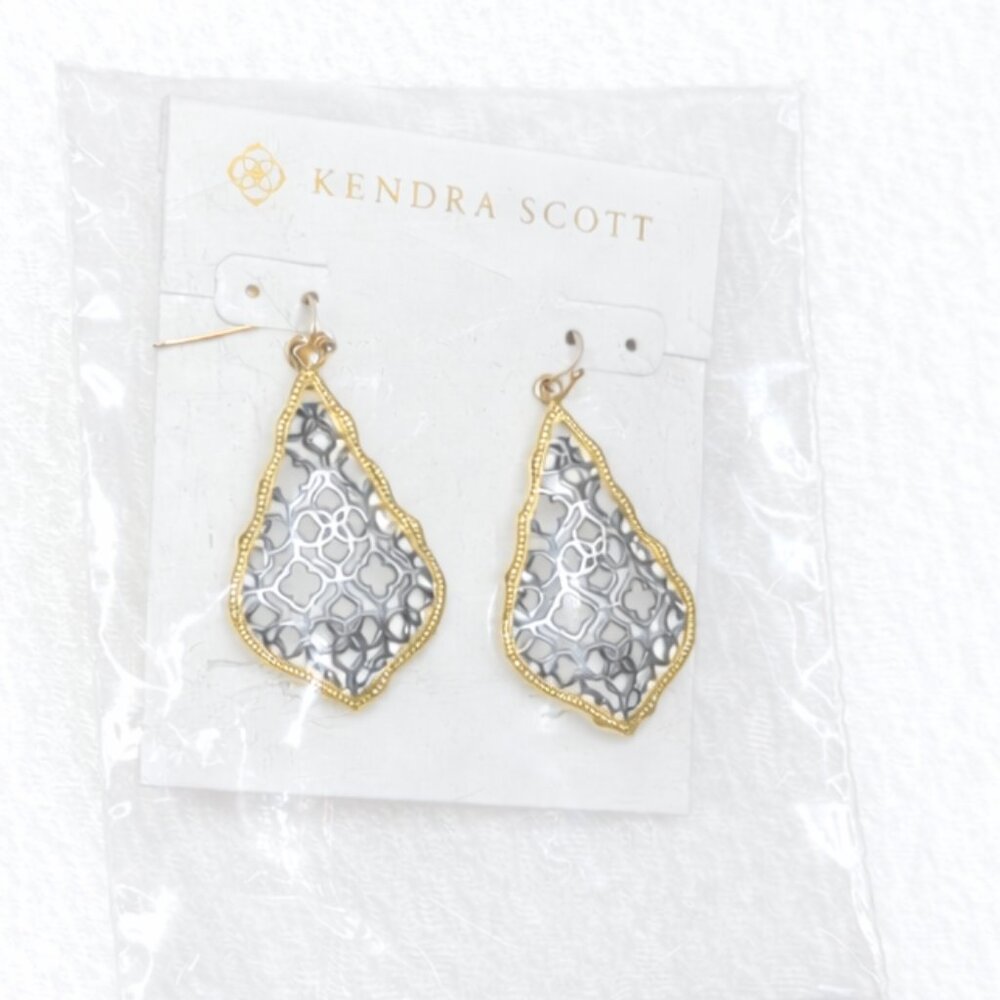 Kendra Scott Addie Gold Drop Earrings in Silver Filigree NWT NEW